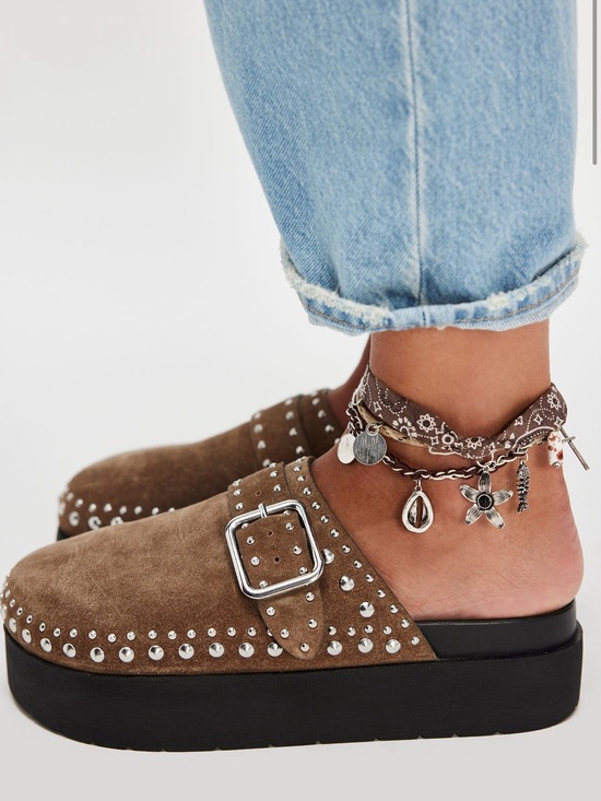 Free People Shoes - Free People Cayatana Studded Mules Taupe